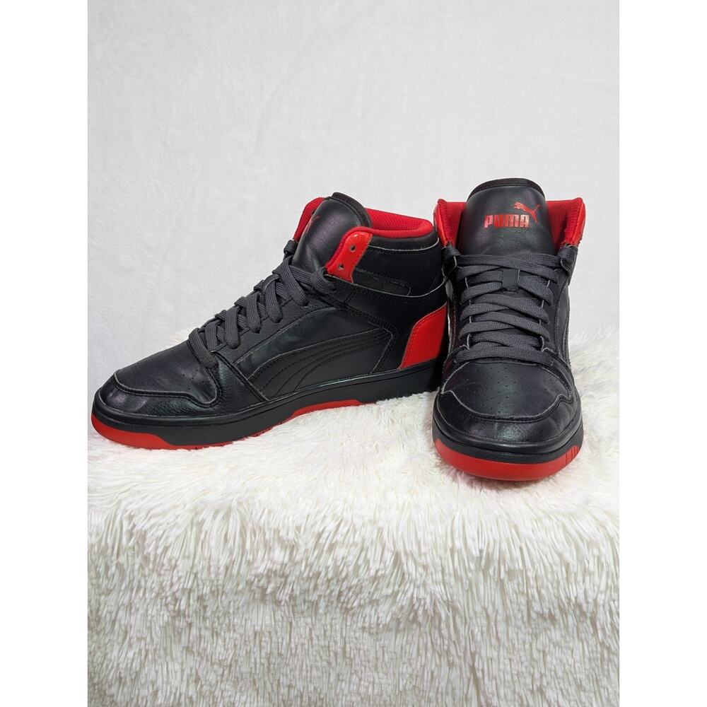 PUMA Rebound Layup Basketball Shoes Size 7 C Black & Red High Top Sneakers - Picture 2 of 9